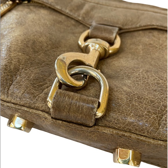 Rebecca Minkoff Mini Mac Leather Clutch Bag Tan - Picture 8 of 9